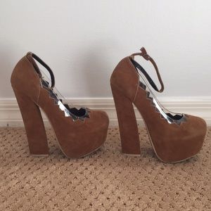 ASOS Tan Suede Chunky platform heels
